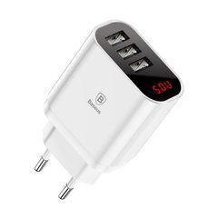 Сетевое зарядное устройство Baseus Mirror Lake Intelligent, 3 порта USB, 3.4A, Белый (CCALL-BH02) 17778 фото