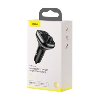 Автомобільний FM-трансмітер Baseus T typed S-13 Bluetooth MP3 car charger чорний (CCMT000101) 28733 фото