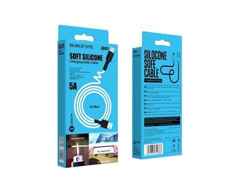 Кабель Borofone BX31 Silicone Microusb 1m 5A белый 25862 фото