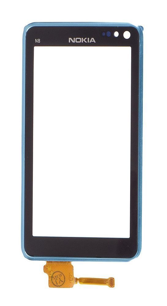 Сенсор (тачскрин) Nokia N8-00 и рамкой (голубой) черный 01668 фото