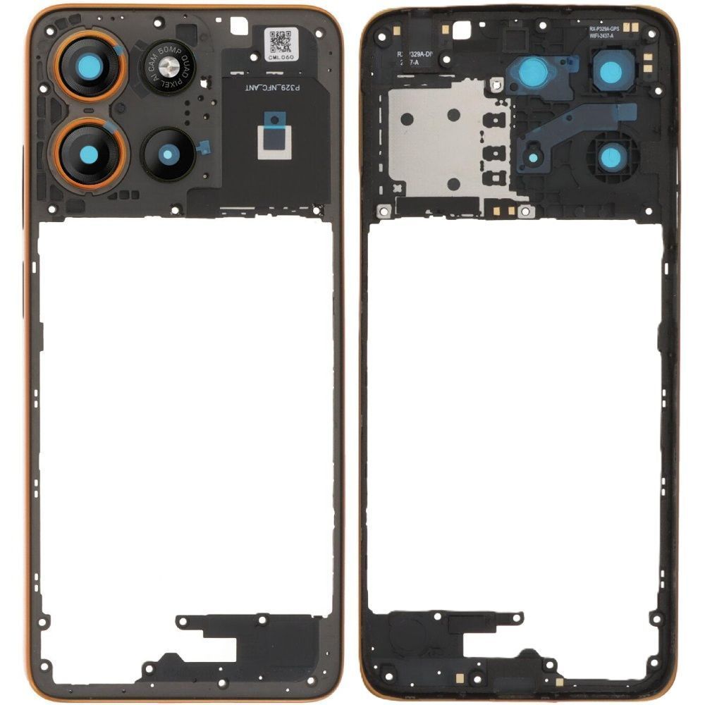 Рамка корпусу Motorola XT2521-5 Moto G15 Power помаранчева, Sunrise Orange зі склом камери 33612 фото