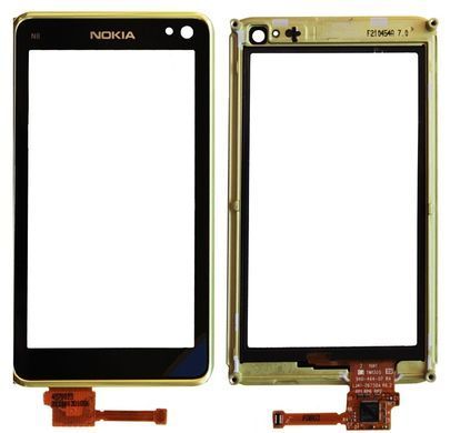 Сенсор (тачскрин) Nokia N8-00 и рамкой (зеленой) черный 01669 фото