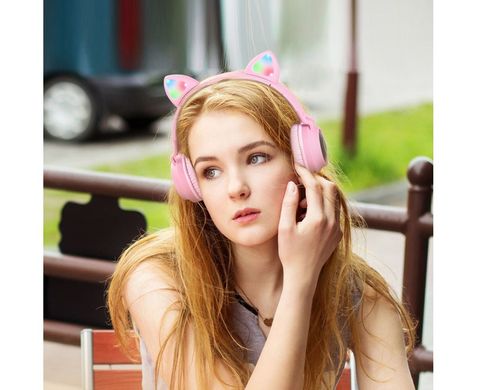 Беспроводные накладные наушники Hoco W27 Cat ear розовые 27996 фото