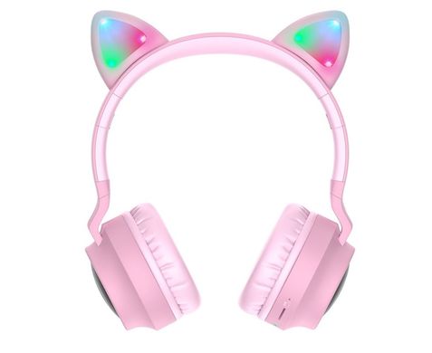 Беспроводные накладные наушники Hoco W27 Cat ear розовые 27996 фото