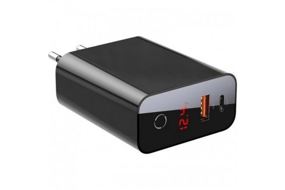Мережевий зарядний пристрій Baseus Speed PPS Smart Shutdown + LCD Type-C+USB 45W Black (CCFSEU907-01) 17993 фото