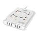 Сетевой удлинитель MOXOM KH-63Y 4x220V и 6xUSB, 10A, 2500W, 1.5м white 19099 фото 2