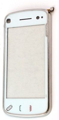 Сенсор (тачскрин) Nokia N97 и рамкой (серебристой) белый 01684 фото