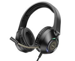 Навушники Hoco W108 проводні повнорозмірні ігрові з мікрофоном і підсветкою чорні 28169 фото