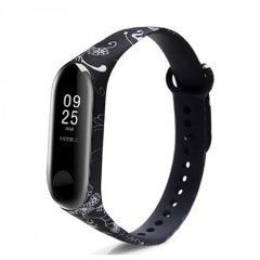 Ремешок Xiaomi для Mi Band 3, Mi Band 4 с узорами Черный 15145 фото