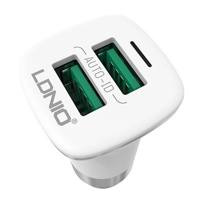 Автомобильное зарядное устройство LDNIO DL-C301 double auto-id USB + cable lighning (3,6 A) 07640 фото