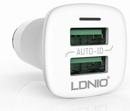 Автомобильное зарядное устройство LDNIO DL-C301 double auto-id USB + cable lighning (3,6 A) 07640 фото