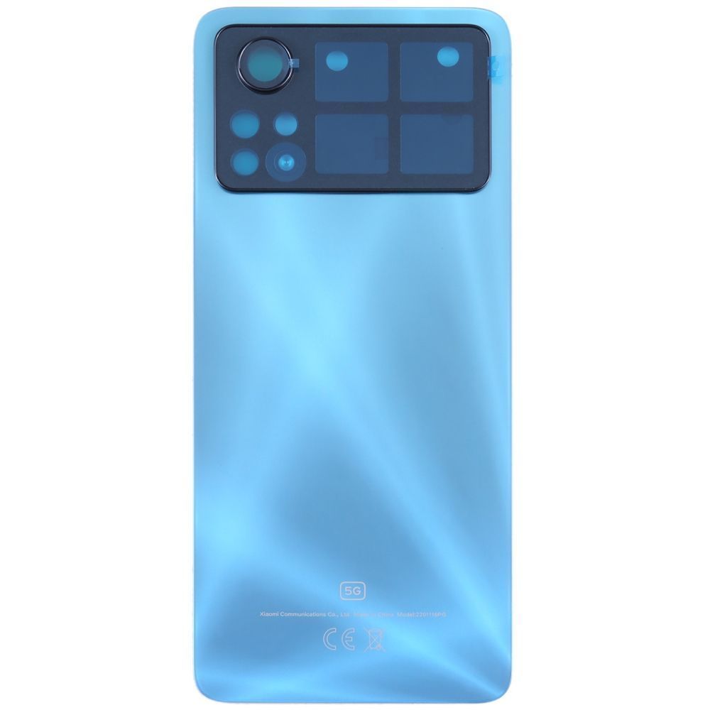 Задня кришка для Xiaomi Poco X4 Pro 2201116PG синя зі склом камери Laser Blue Оригінал Китай 30213 фото