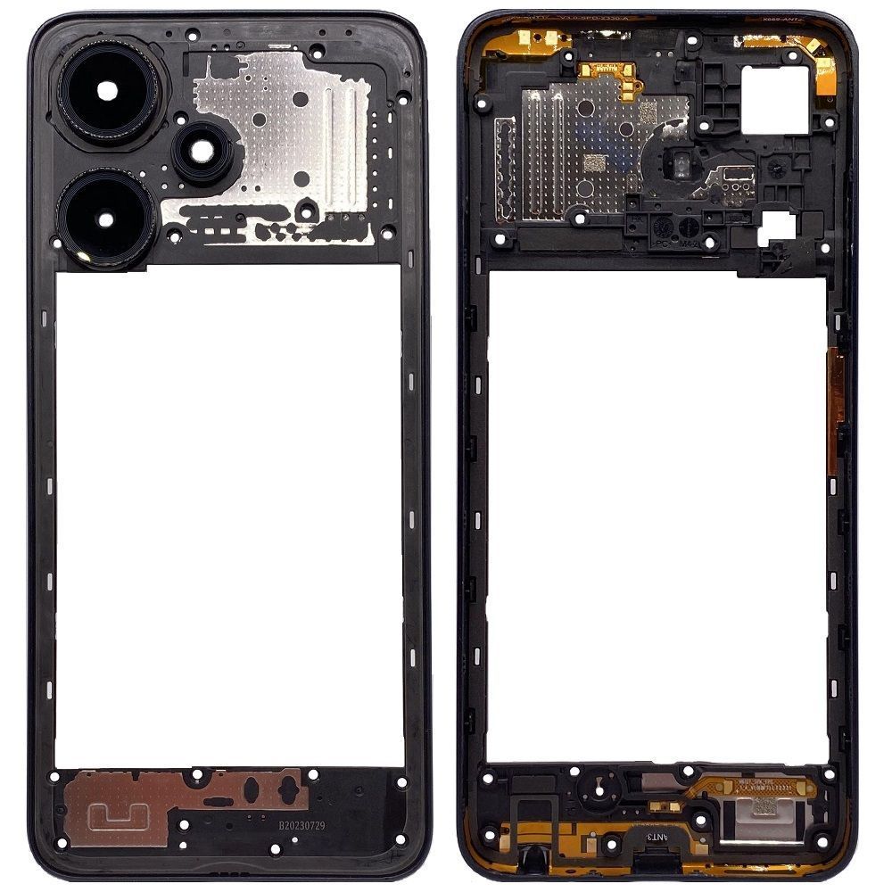 Рамка корпусу Infinix Hot 30i, Infinix Hot 30i NFC X669, X669C, X669D чорна, Mirror Black зі склом камери 33561 фото