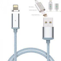 Кабель магнітний G4 Clip-On Lightning 1м 2.4A сріблястий 25933 фото