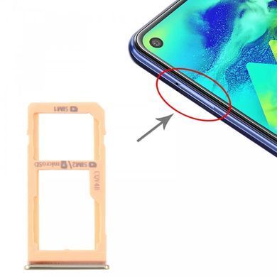 Тримач Sim-карти та карти пам'яті Samsung A606 Galaxy A60 2019, M405 M40 2019 золотистий, Cocktail Orange, на дві Sim-карти 20928 фото