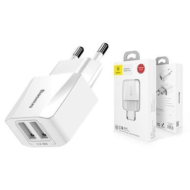 Мережевий зарядний пристрій Baseus Mini Dual-U Charger 2xUSB 2.1A (CCALL-MN02) 17999 фото