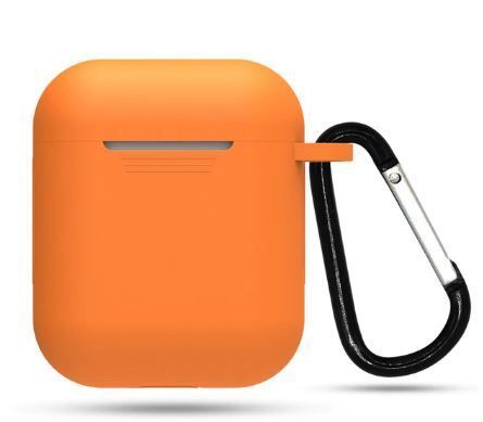 Чехол для наушников AirPods с карабином оранжевый 16358 фото