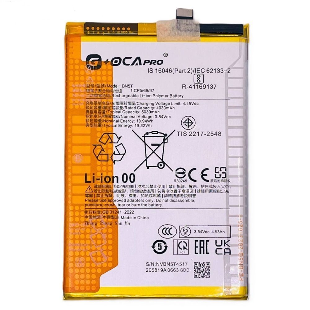 Акумулятор BN5T G+OCA PRo для Xiaomi Redmi 13, Poco M6 4G, Poco M6 Plus 5030mAh Оригінал Китай 32355 фото