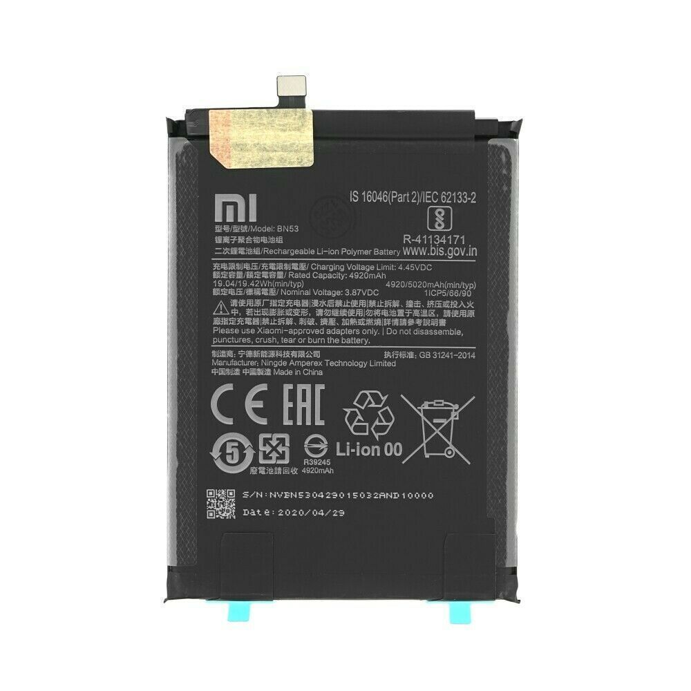 Аккумулятор BN53 для Xiaomi Redmi Note 9 Pro, Redmi Note 9 Pro Max, Poco M2 Pro, Redmi Note 10 Pro, Redmi Note 10 Pro Max 5020mAh Хайкопия 25633 фото