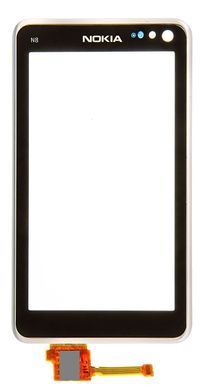 Сенсор (тачскрин) Nokia N8-00 и рамкой (серебристой) черный 01671 фото