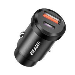 Автомобільний зарядний пристрій Essager Gyroscope Mini Charger USB-A + Type-C 30W black (ECCAC-TL01) 28868 фото