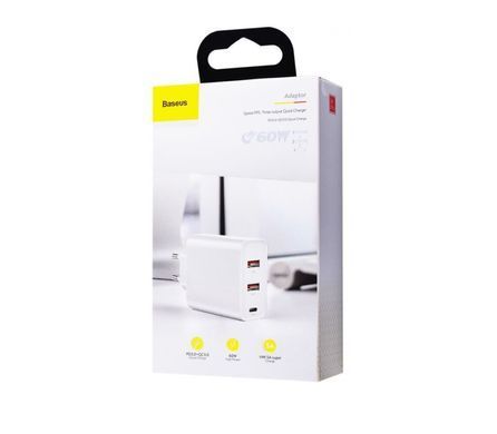 Мережевий зарядний пристрій Baseus Speed PPS Quick Charger Type-C 60W White (CCFS-G02) 18000 фото
