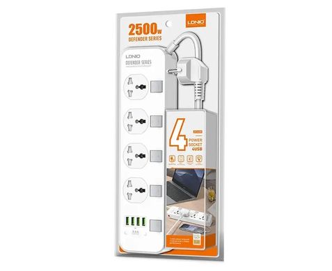 Сетевой удлинитель LDNIO SC4408EU 4x220V и 4xUSB, 2м 26671 фото