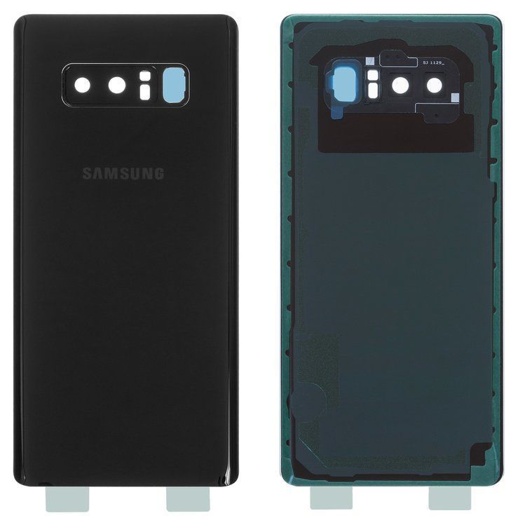Задняя крышка для Samsung N950F Galaxy Note 8 черная, Midnight Black, со стеклом камеры 24398 фото