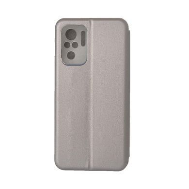 Чехол-книжка Premium Case под кожу Xiaomi Redmi Note 10, Note 10S серый 23616 фото