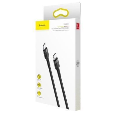 Кабель Baseus Cafule Type-C - Type-C 1м 3A PD, QC3.0 чорно-сірий (CATKLF-GG1) 26737 фото