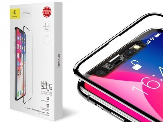 3D Захисне скло Baseus для Apple iPhone X, iPhone Xs, 0.3mm, Black (SGAPIPHX-KE01) 14353 фото