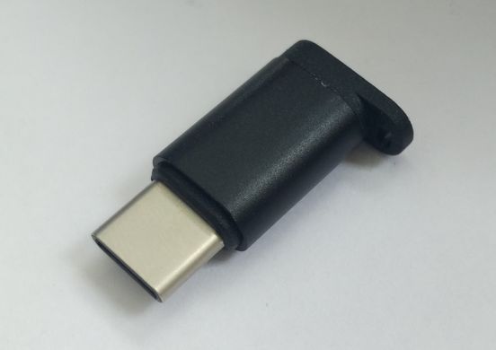 OTG переходник с microUSB на Type-C черный 08320 фото