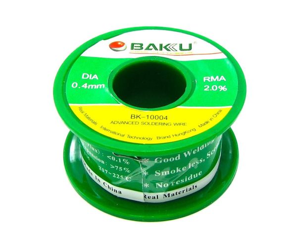 Припой BAKU BK-10004 (0.4 мм, Sn 97%, Ag 0.3%, Cu 0.7%, rma 2%) 26314 фото