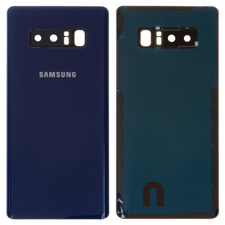 Задняя крышка для Samsung N950F Galaxy Note 8 синяя, Deep Sea Blue, со стеклом камеры 24399 фото