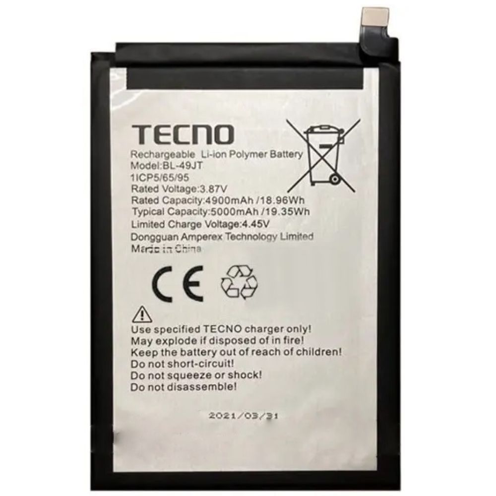 Аккумулятор для Tecno BL-49JT для Tecno Camon 17 Pro, Camon 18P, Spark 8 Pro 5000mAh 30117 фото