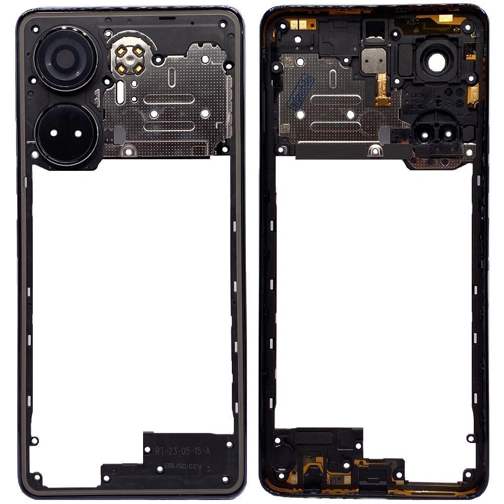 Рамка корпусу Tecno Camon 20, Camon 20 Pro чорна, Predawn Black зі склом камери 32414 фото