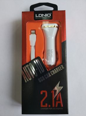 Автомобильное зарядное устройство LDNIO DL-219i5 USB + cable for iPhone 5 (2,1 A) 06483 фото