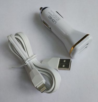 Автомобільний зарядний пристрій LDNIO DL-219i5 USB + cable for iPhone 5 (2,1 A) 06483 фото