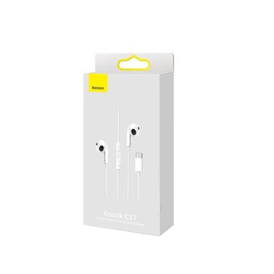 Наушники Baseus Encok Type-C lateral in-ear Wired Earphone C17 (NGCR010002) White 26951 фото