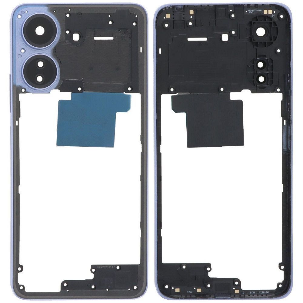 Рамка корпусу для Xiaomi Redmi 13C, Poco C65 фіолетова, Purple зі склом камери 32415 фото