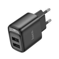 Мережевий зарядний пристрій Hoco C141A Smart dual-port 2USB чорний 32007 фото