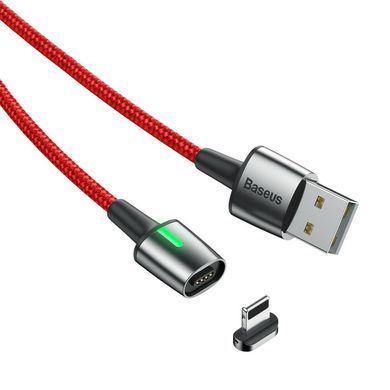 Кабель магнитный Baseus Zinc Magnetic Lightning 2.4A (1 метр) (CALXC-A09) красный 20422 фото