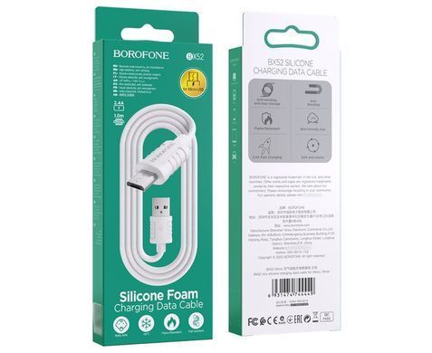 Кабель Borofone BX52 Microusb 1m 2.4A белый 25842 фото