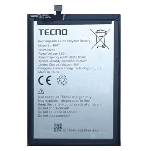 Аккумулятор для Tecno BL-49HT для Tecno Spark 6, Camon 16, Camon 16S, Camon 16 Pro 5000mAh 30118 фото