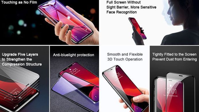 3D Защитное стекло Baseus для Apple iPhone X, iPhone XS, iPhone 11 Pro, 0.3 mm, черное, Full-glass, (SGAPIPH58S-KC01), 2шт.+ бампер 15124 фото