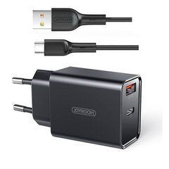 Сетевое зарядное устройство Joyroom L-QP183 USB+PD 18W + провод Type-C черное 20248 фото