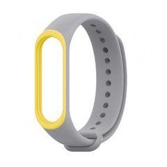 Ремешок Xiaomi для Mi Band 3, Mi Band 4 с тонким ободком Серый,Желтый 16408 фото
