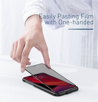 3D Захисне скло Baseus для Apple iPhone X, iPhone XS, iPhone 11 Pro, 0.3 mm, чорне, Full-screen Curved Privacy, SGAPIPH58S-WC01, 2шт.+ бампер 15125 фото