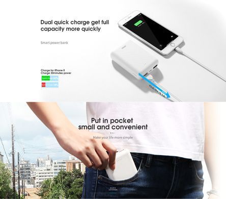 Зовнішній акумулятор (Повербанк) Joyroom D-M197 Power bank 10000mAh білий 13894 фото