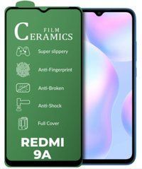 Защитное стекло Ceramics для Xiaomi Redmi 9A, Redmi 9C, Poco C3, Redmi A1 черное 28824 фото